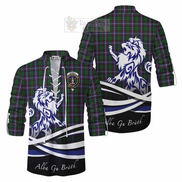 Russell Tartan Ghillie Kilt Shirt with Alba Gu Brath Regal Lion Emblem Men - Tartan Vibes Clothing