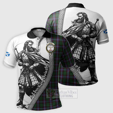 Russell Tartan Clan Crest Polo Shirt with Highlander Warrior Celtic Style Kid - Tartan Vibes Clothing