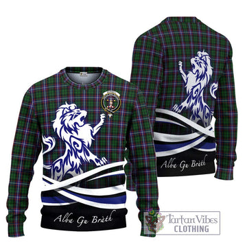 Russell Tartan Ugly Sweater with Alba Gu Brath Regal Lion Emblem Unisex - Tartan Vibes Clothing