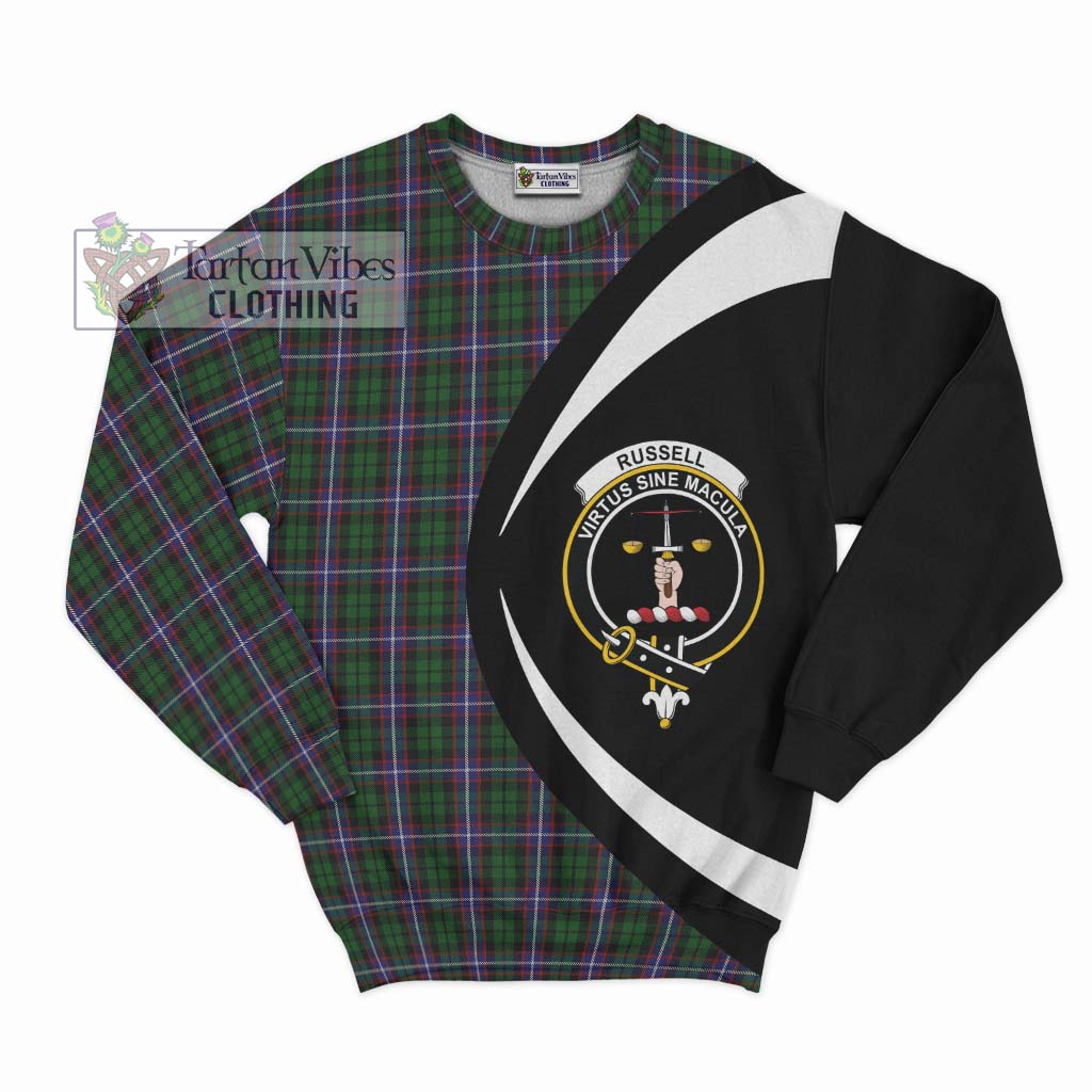 Russell Tartan Sweatshirt with Family Crest Circle Style Unisex - Tartan Vibes Clothing