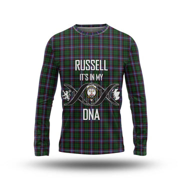 Russell Tartan Long Sleeve T-Shirt with Family Crest DNA In Me Style Unisex - Tartan Vibes Clothing