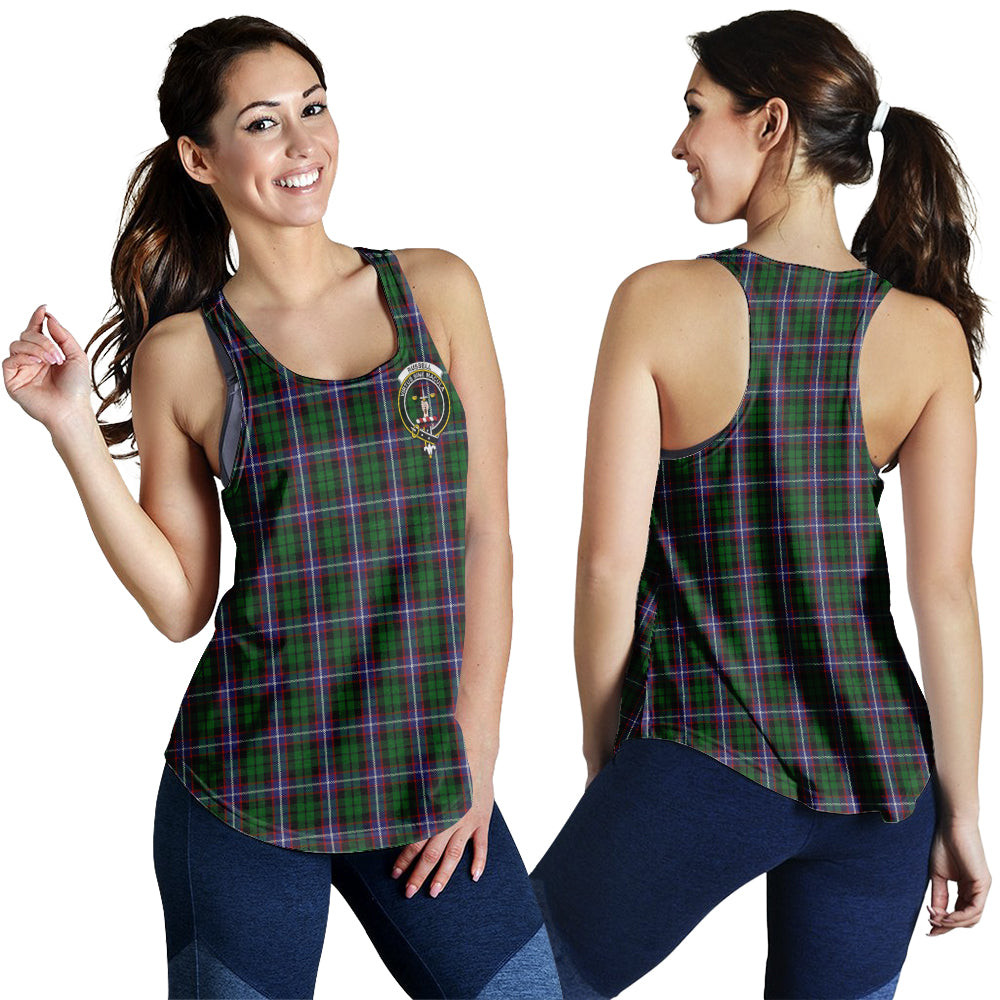 Russell Tartan Women Racerback Tanks with Family Crest 4XL - Tartan Vibes Clothing