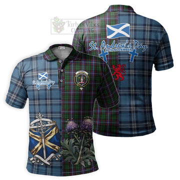 Russell Tartan Polo Shirt Happy St. Andrew's Day Half Tartan Style Kid - Tartan Vibes Clothing