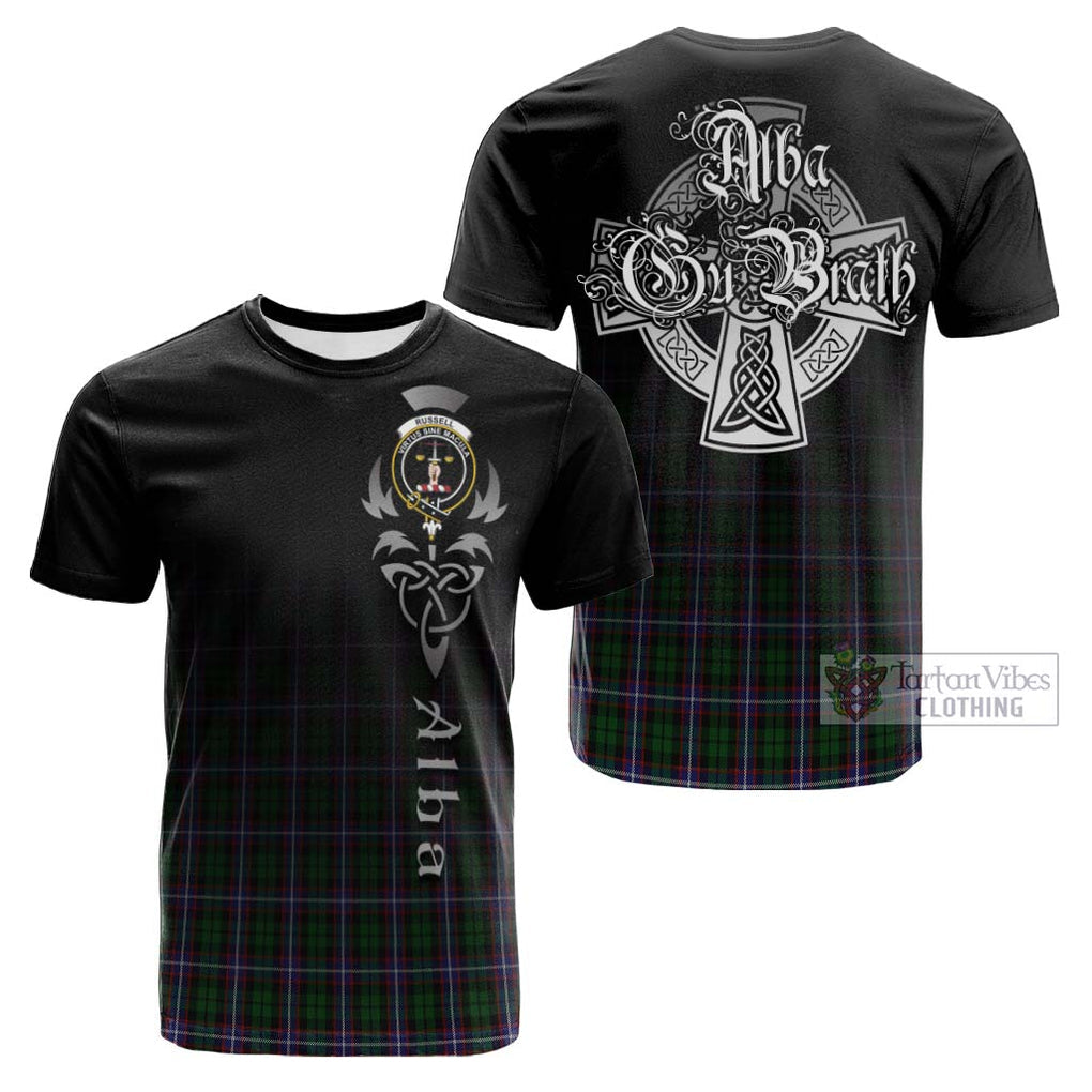 Russell Tartan Cotton T-shirt Featuring Alba Gu Brath Family Crest Celtic Inspired Kid's Shirt - Tartan Vibes Clothing