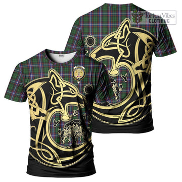 Russell Tartan T-Shirt with Family Crest Celtic Wolf Style Kid's Shirt - Tartan Vibes Clothing
