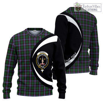Russell Tartan Ugly Sweater with Family Crest Circle Style Unisex - Tartan Vibes Clothing