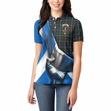 Russell Tartan Women's Polo Shirt with Family Crest Scotland Patriotic Style Women - Tartan Vibes Clothing