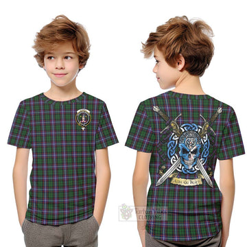 Russell Tartan Kid T-Shirt with Family Crest Celtic Skull Style Youth XL Size14 - Tartan Vibes Clothing