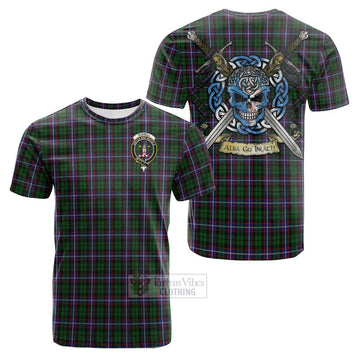 Russell Tartan Cotton T-shirt with Family Crest Celtic Skull Style Kid's Shirt - Tartan Vibes Clothing