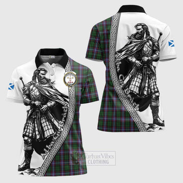 Russell Tartan Clan Crest Women's Polo Shirt with Highlander Warrior Celtic Style Women - Tartan Vibes Clothing