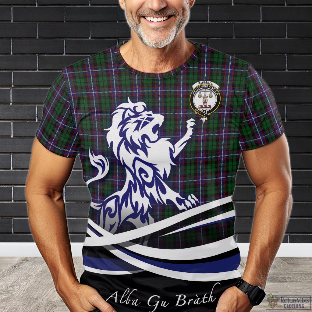 Russell Tartan T-Shirt with Alba Gu Brath Regal Lion Emblem Kid's Shirt - Tartan Vibes Clothing