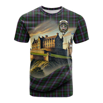 Russell Tartan Family Crest Cotton T-shirt with Scottish Ancient Castle Style Kid's Shirt - Tartan Vibes Clothing