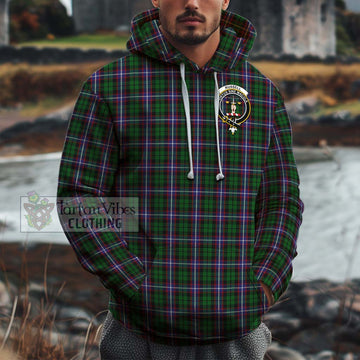 Russell Tartan Cotton Hoodie with Family Crest Zip Hoodie - Tartan Vibes Clothing