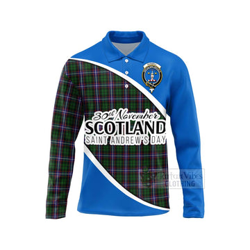 Russell Family Crest Tartan Long Sleeve Polo Shirt Celebrate Saint Andrew's Day in Style Unisex - Tartan Vibes Clothing