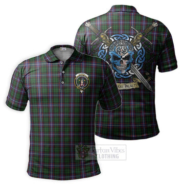 Russell Tartan Polo Shirt with Family Crest Celtic Skull Style Kid - Tartan Vibes Clothing