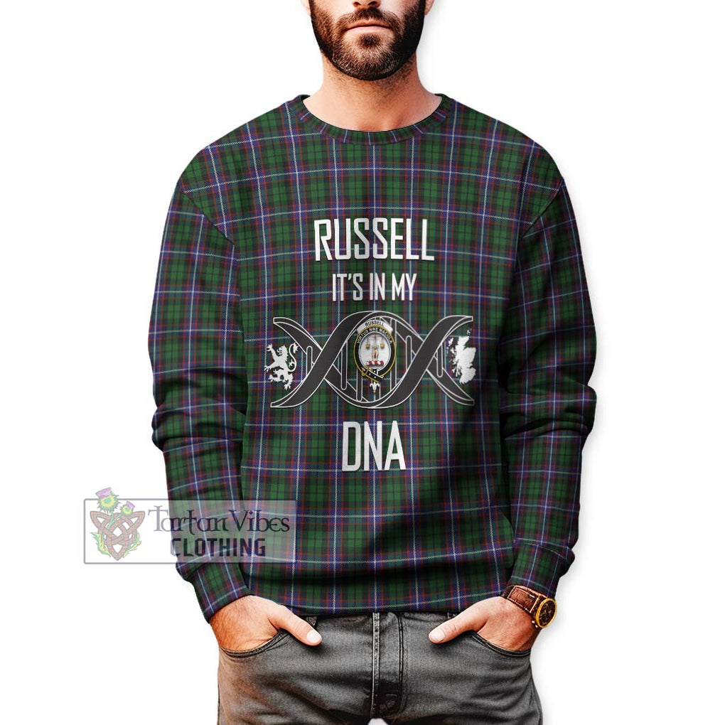 Russell Tartan Sweatshirt with Family Crest DNA In Me Style Unisex - Tartan Vibes Clothing