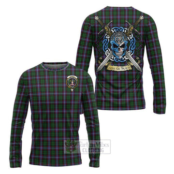 Russell Tartan Long Sleeve T-Shirt with Family Crest Celtic Skull Style Unisex - Tartan Vibes Clothing