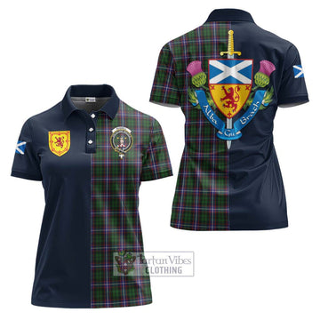 Russell Tartan Women's Polo Shirt Alba with Scottish Lion Royal Arm Half Style Women - Tartan Vibes Clothing