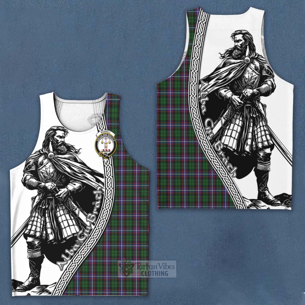 Russell Tartan Clan Crest Men's Tank Top with Highlander Warrior Celtic Style Men - Tartan Vibes Clothing