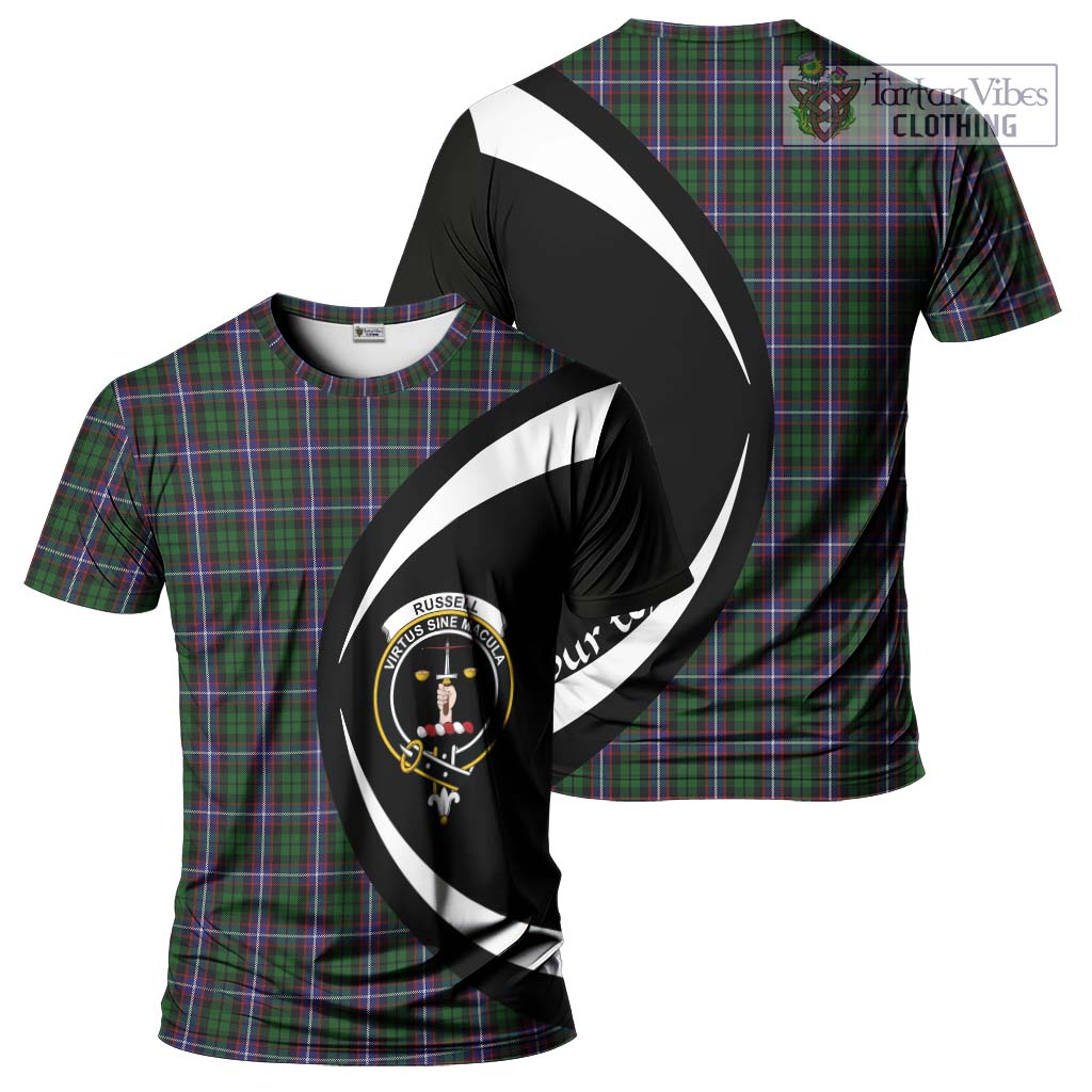 Russell Tartan T-Shirt with Family Crest Circle Style Kid's Shirt - Tartan Vibes Clothing