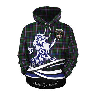 Russell Tartan Cotton Hoodie with Alba Gu Brath Regal Lion Emblem Pullover Hoodie XS - Tartan Vibes Clothing