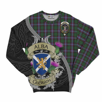 Russell Tartan Family Crest Sweatshirt Lion Rampant Royal Thistle Shield Celtic Inspired Unisex - Tartan Vibes Clothing