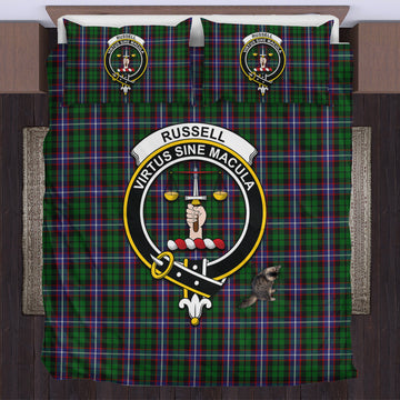 Russell Tartan Bedding Set with Family Crest US Bedding Set - Tartan Vibes Clothing