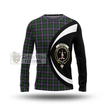 Russell Tartan Long Sleeve T-Shirt with Family Crest Circle Style Unisex - Tartan Vibes Clothing
