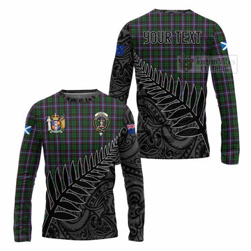 Russell Crest Tartan Long Sleeve T-Shirt with New Zealand Silver Fern Half Style Unisex - Tartan Vibes Clothing