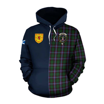Russell Tartan Cotton Hoodie Alba with Scottish Lion Royal Arm Half Style Pullover Hoodie XS - Tartan Vibes Clothing