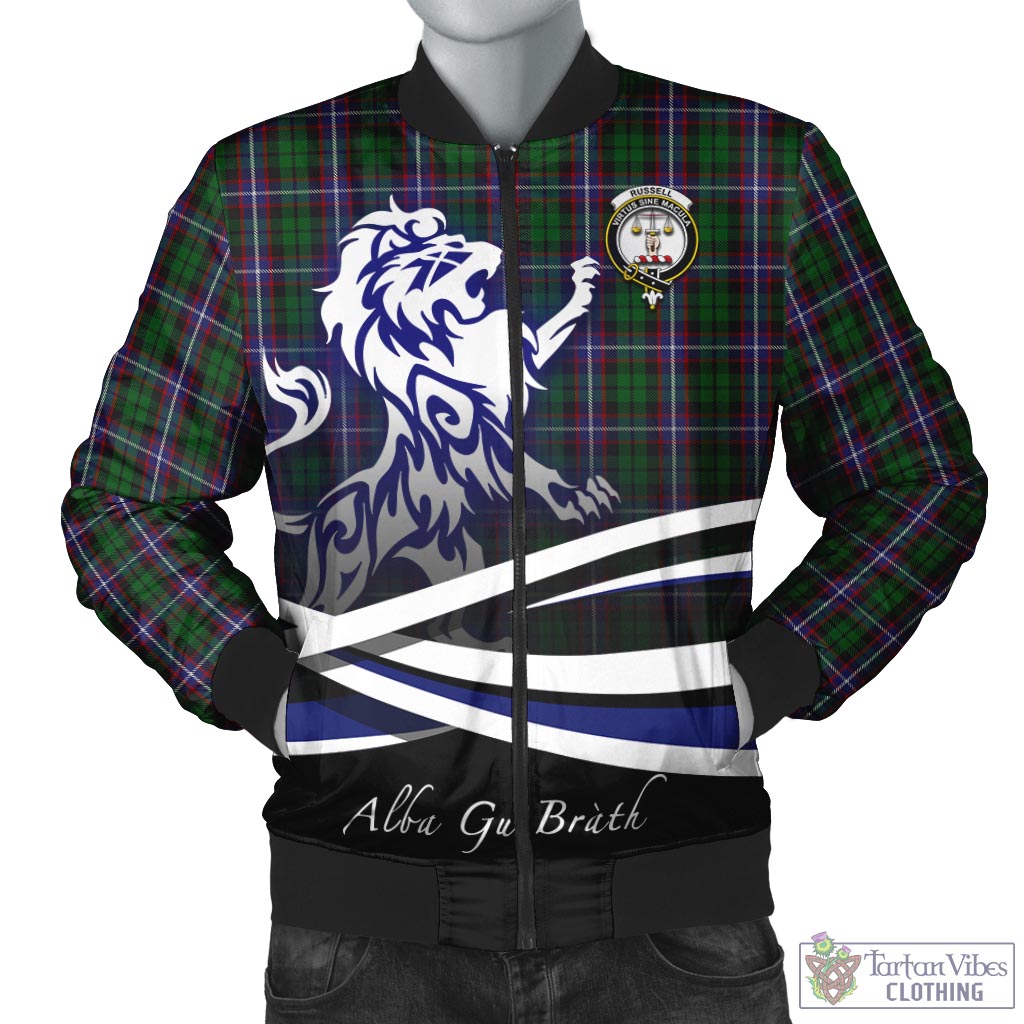 Russell Tartan Bomber Jacket with Alba Gu Brath Regal Lion Emblem Unisex - Tartan Vibes Clothing