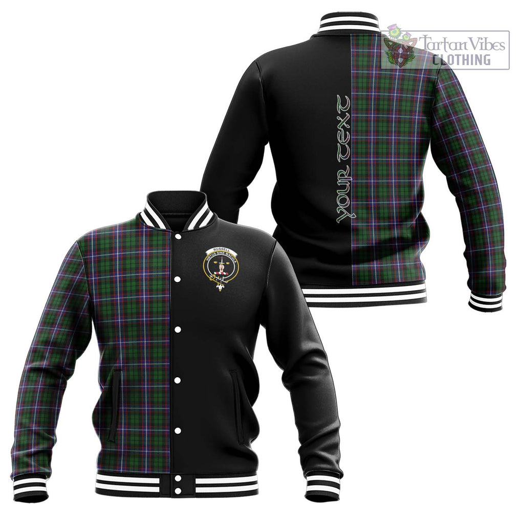 Russell Tartan Baseball Jacket with Family Crest and Half Of Me Style Unisex - Tartan Vibes Clothing