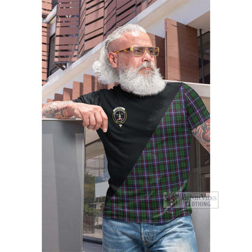 Russell Tartan Cotton T-shirt with Family Crest and Military Logo Style Men's Shirt - Tartan Vibes Clothing