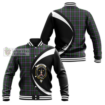 Russell Tartan Baseball Jacket with Family Crest Circle Style Unisex - Tartan Vibes Clothing