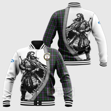 Russell Tartan Clan Crest Baseball Jacket with Highlander Warrior Celtic Style Unisex - Tartan Vibes Clothing