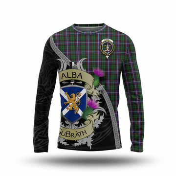 Russell Tartan Family Crest Long Sleeve T-Shirt Lion Rampant Royal Thistle Shield Celtic Inspired Unisex - Tartan Vibes Clothing