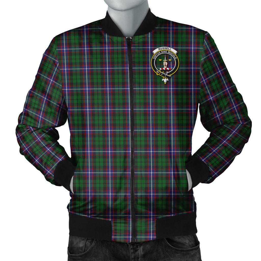 Russell Tartan Bomber Jacket with Family Crest Unisex - Tartan Vibes Clothing