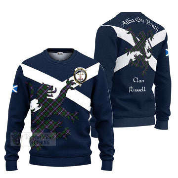 Russell Tartan Lion Rampant Ugly Sweater Proudly Display Your Heritage with Alba Gu Brath and Clan Name Unisex - Tartan Vibes Clothing