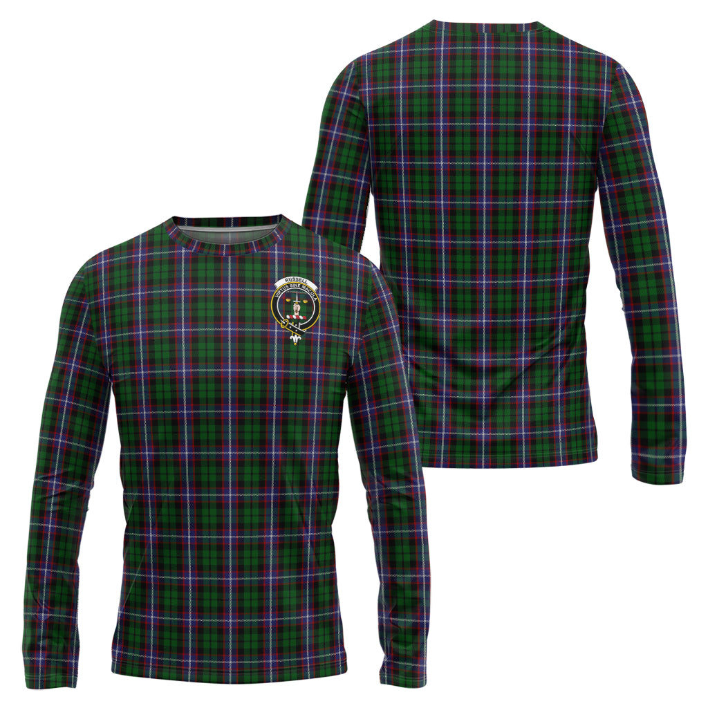 Russell Tartan Long Sleeve T-Shirt with Family Crest Unisex - Tartan Vibes Clothing