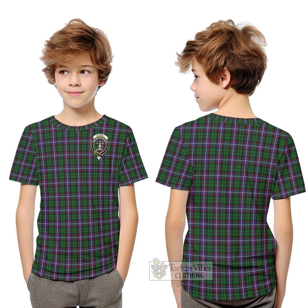 Russell Tartan Kid T-Shirt with Family Crest Youth XL Size14 - Tartan Vibes Clothing