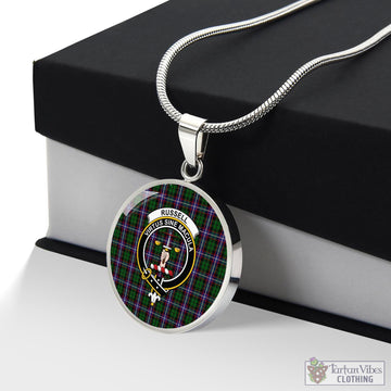 Russell Tartan Circle Necklace with Family Crest Luxury Necklace (Silver) No - Tartan Vibes Clothing
