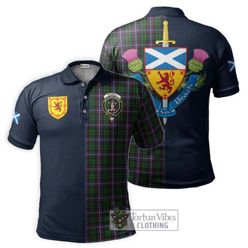 Russell Tartan Polo Shirt Alba with Scottish Lion Royal Arm Half Style Kid - Tartan Vibes Clothing