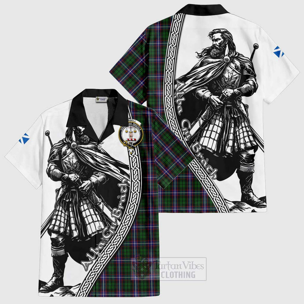 Russell Tartan Clan Crest Hawaiian Shirt with Highlander Warrior Celtic Style Kid - Tartan Vibes Clothing