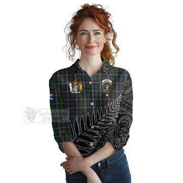 Russell Crest Tartan Women's Casual Shirt with New Zealand Silver Fern Half Style Female - Tartan Vibes Clothing