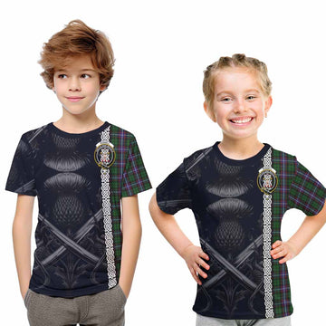 Russell Tartan Kid T-Shirt with Family Crest Cross Sword Thistle Celtic Vibes Youth XL Size14 - Tartan Vibes Clothing