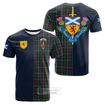 Russell Tartan Cotton T-shirt Alba with Scottish Lion Royal Arm Half Style Kid's Shirt - Tartan Vibes Clothing