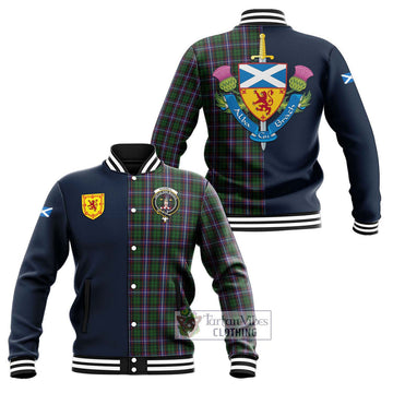 Russell Tartan Baseball Jacket Alba with Scottish Lion Royal Arm Half Style Unisex - Tartan Vibes Clothing