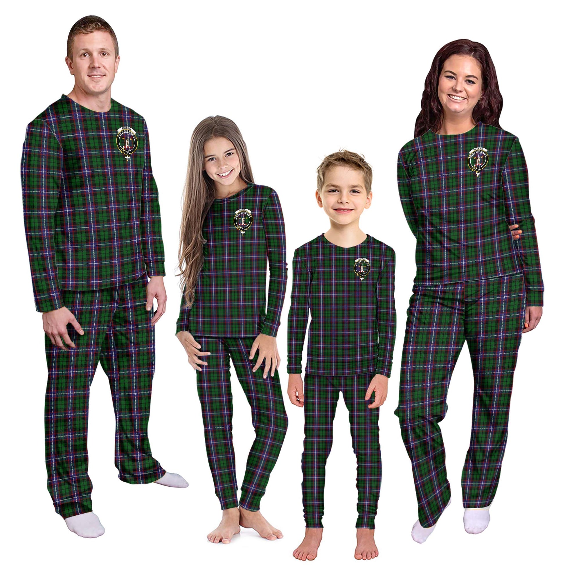 Russell Tartan Pajamas Family Set with Family Crest Kid - Tartan Vibes Clothing