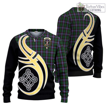Russell Tartan Ugly Sweater with Family Crest and Celtic Symbol Style Unisex - Tartan Vibes Clothing