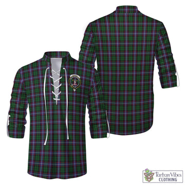 Russell Tartan Men's Scottish Traditional Jacobite Ghillie Kilt Shirt with Family Crest